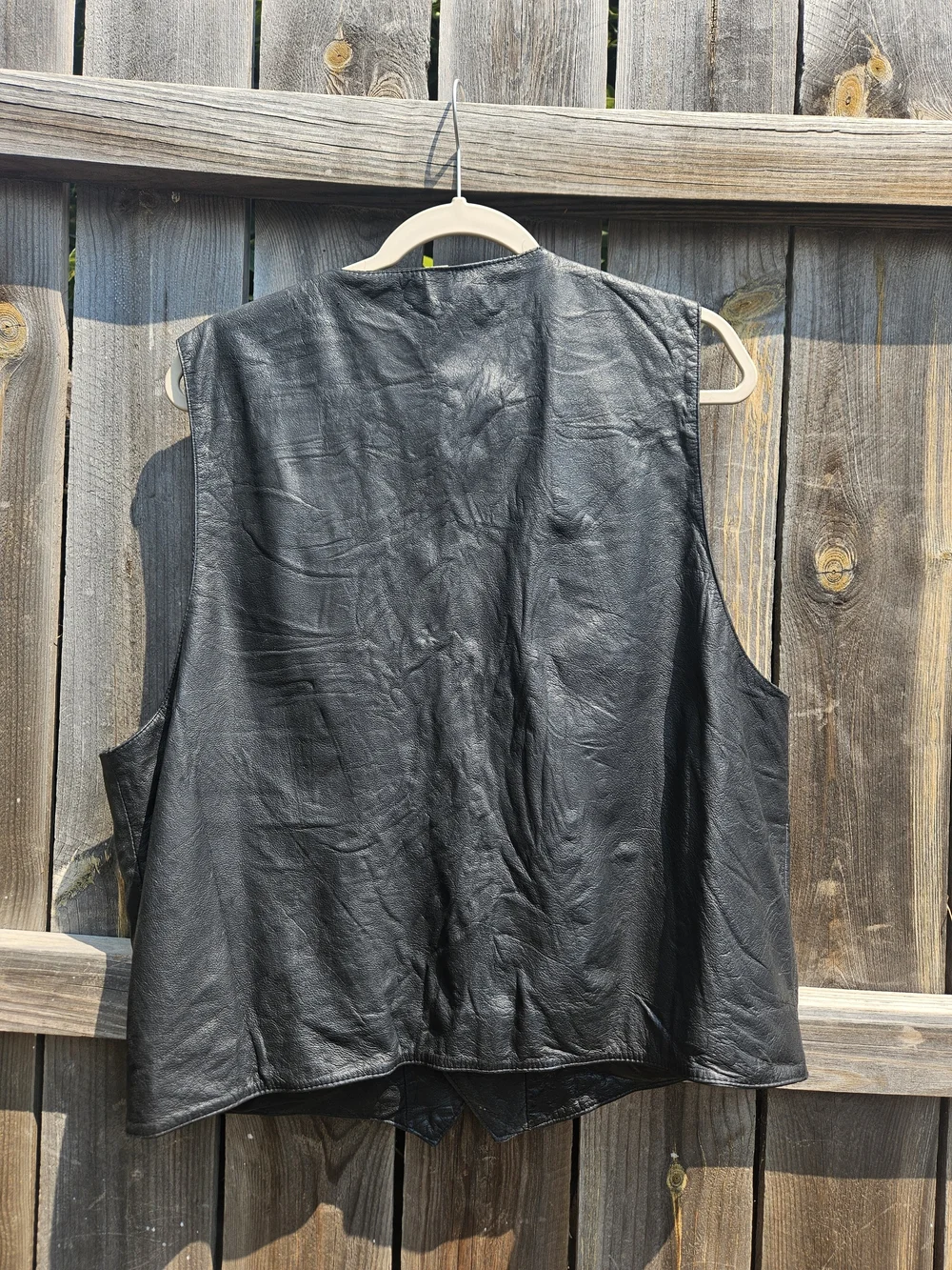Roundtree & Yorke Black Genuine Leather Button Front Vest Mens L  Moto Biker VTG